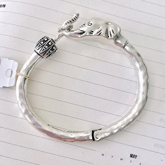 Lucky Brand Silver-tone Elephant Cuff Bangle Bracelet - Picture 3 of 12